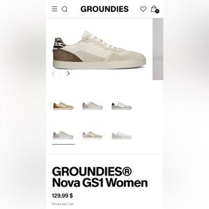 Groundies Nova GS1 Cream and Brown Sneakers - size 9/EU 40